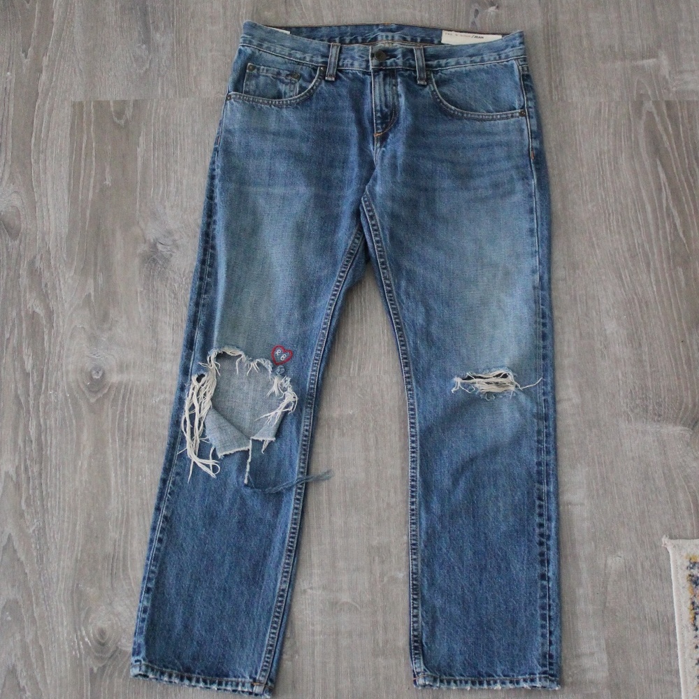 Rag & Bone Embroidered Women’s Denim Distressed Jeans Relaxed Fit Size 25